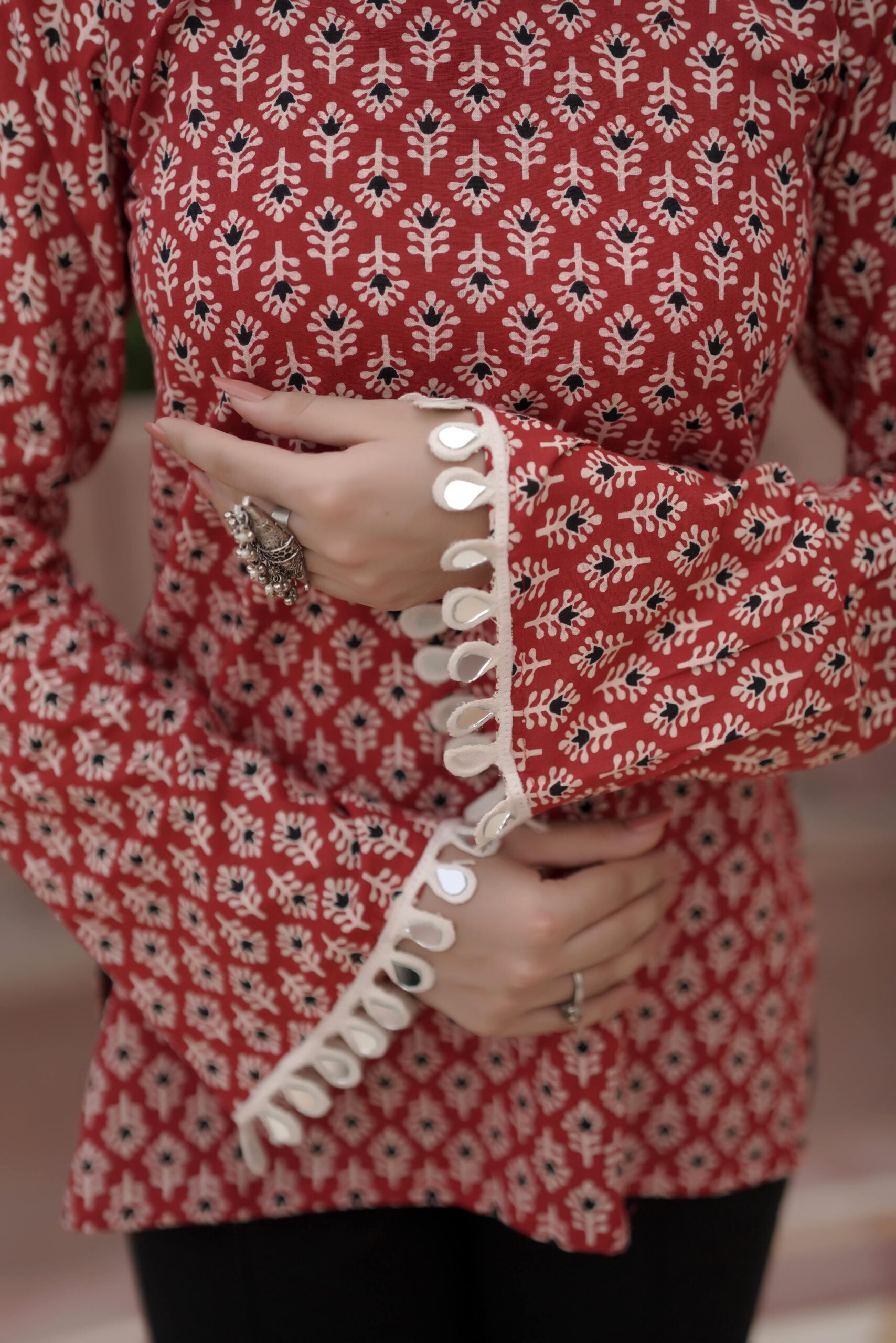 Sati Maroon Flared sleeves kurti