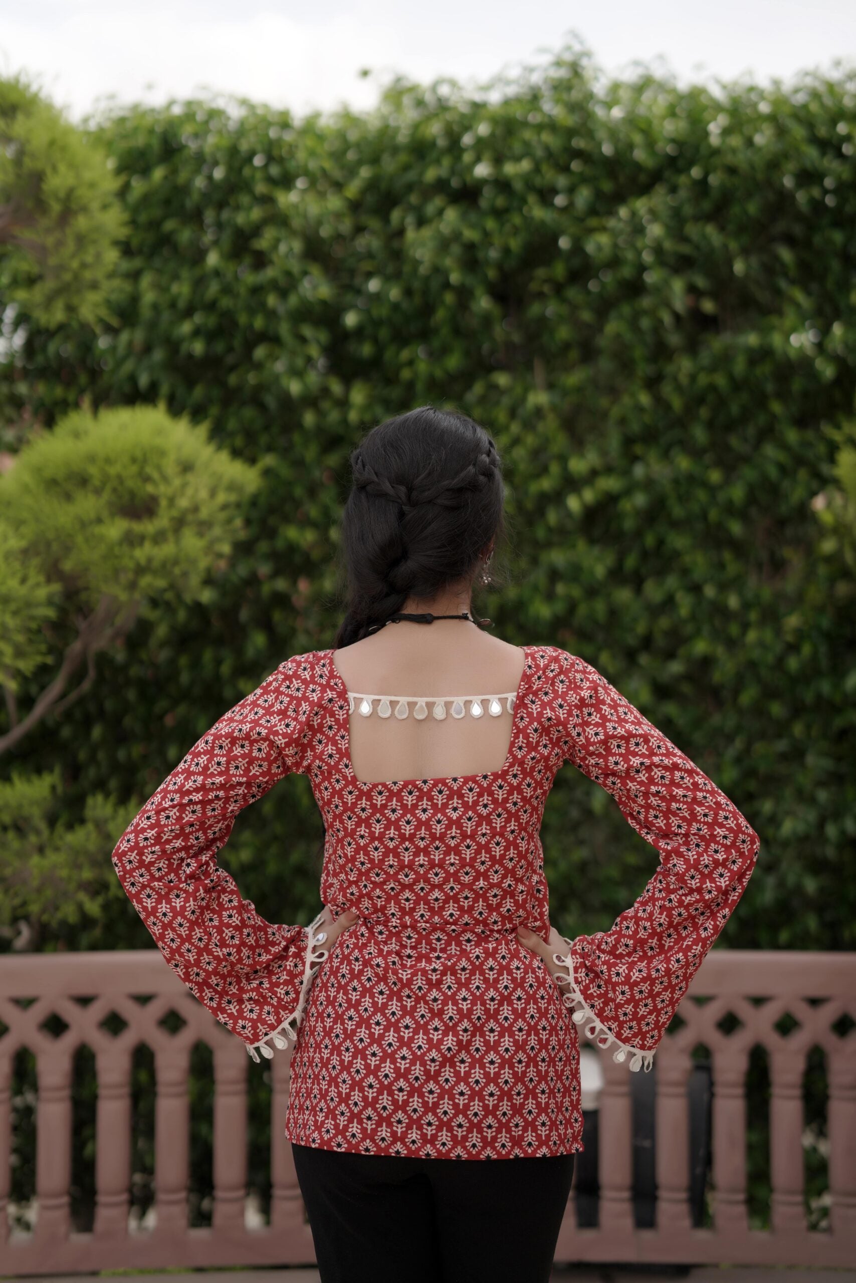 Sati Maroon Flared sleeves kurti