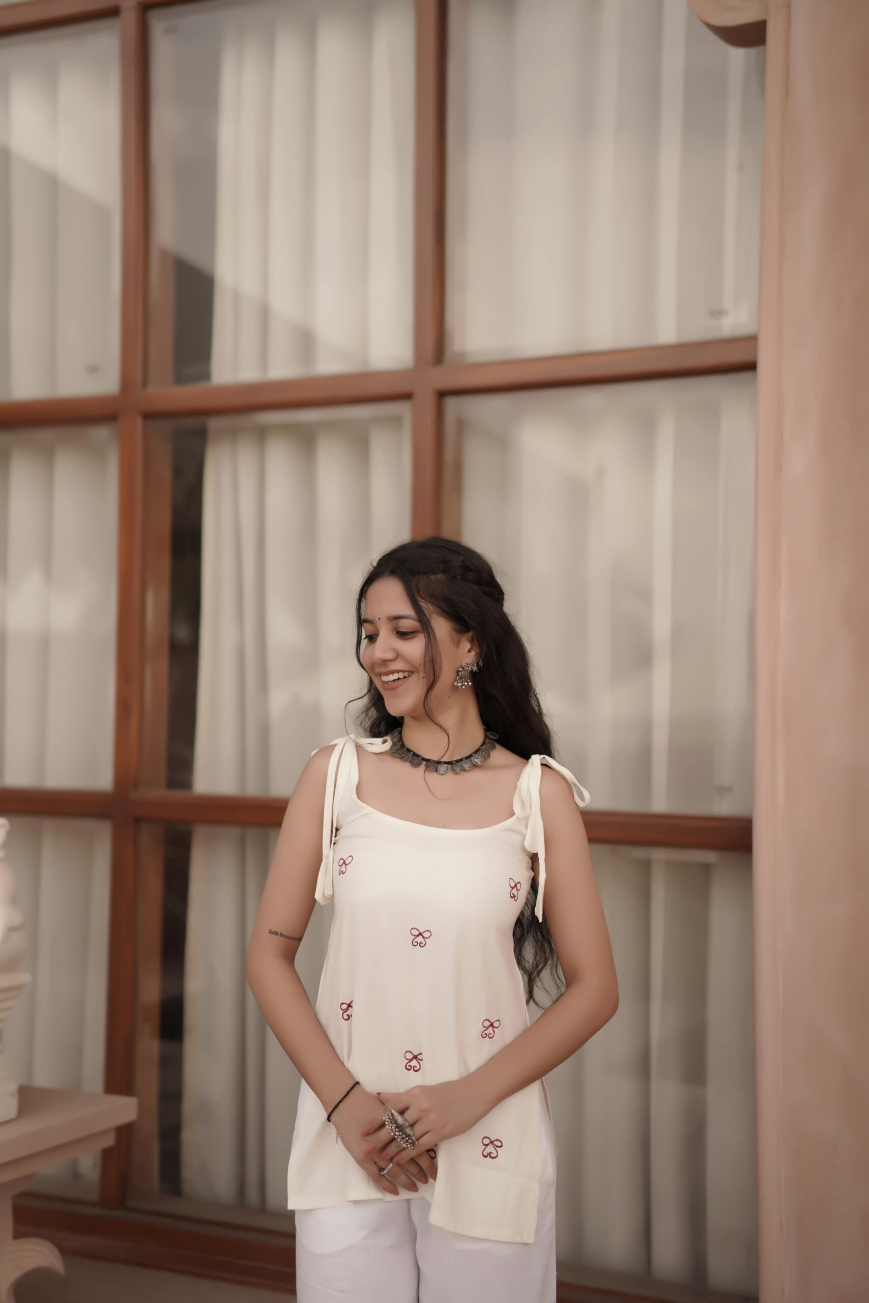 Chandani 2.0 Bow embroidered Rayon Kurti