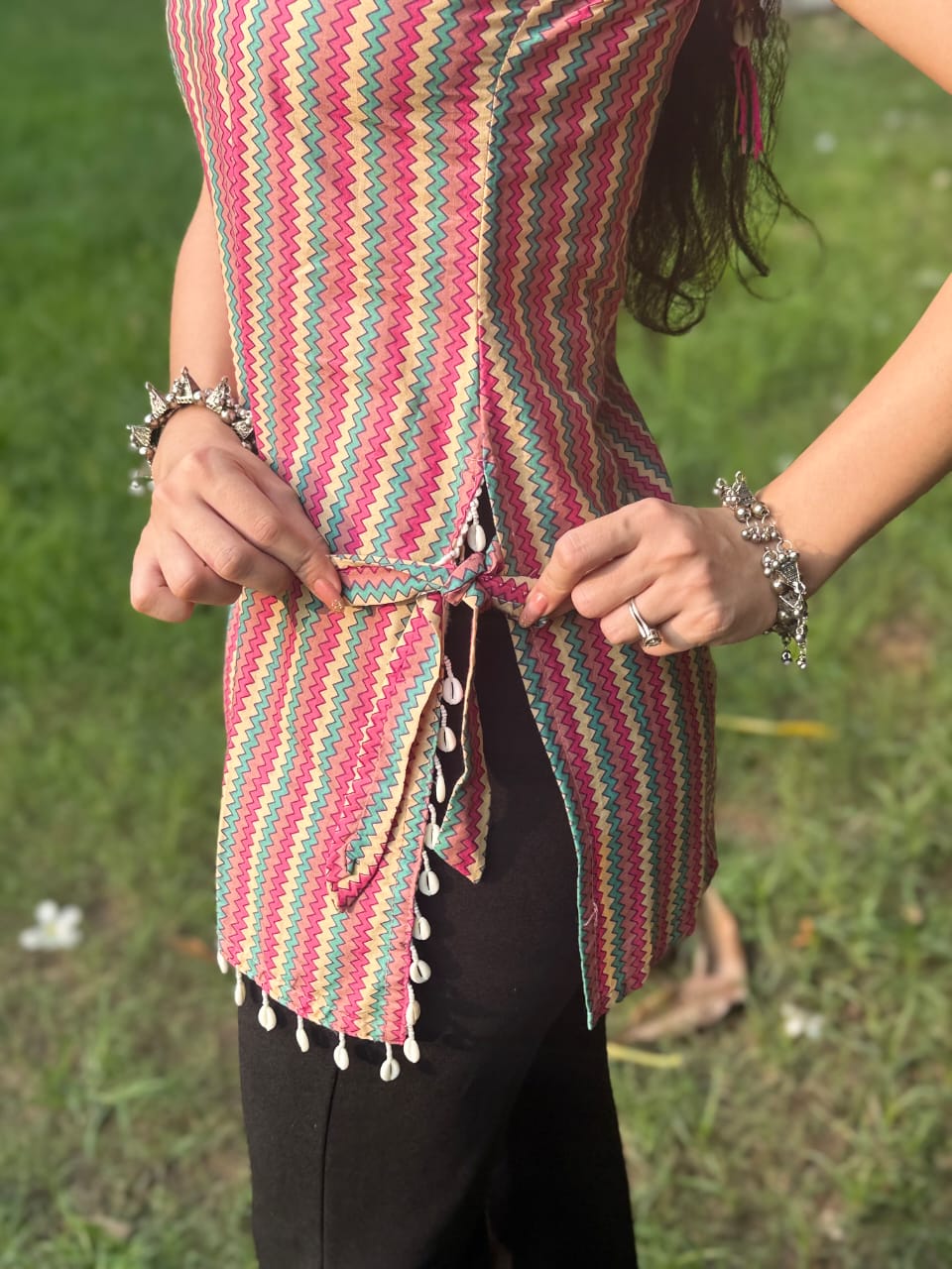 Jiva Stripped Ruffle Kurti