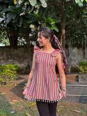 Jiva Stripped Ruffle Kurti