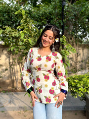 Ayesha Cotton-Linen Floral Kurti