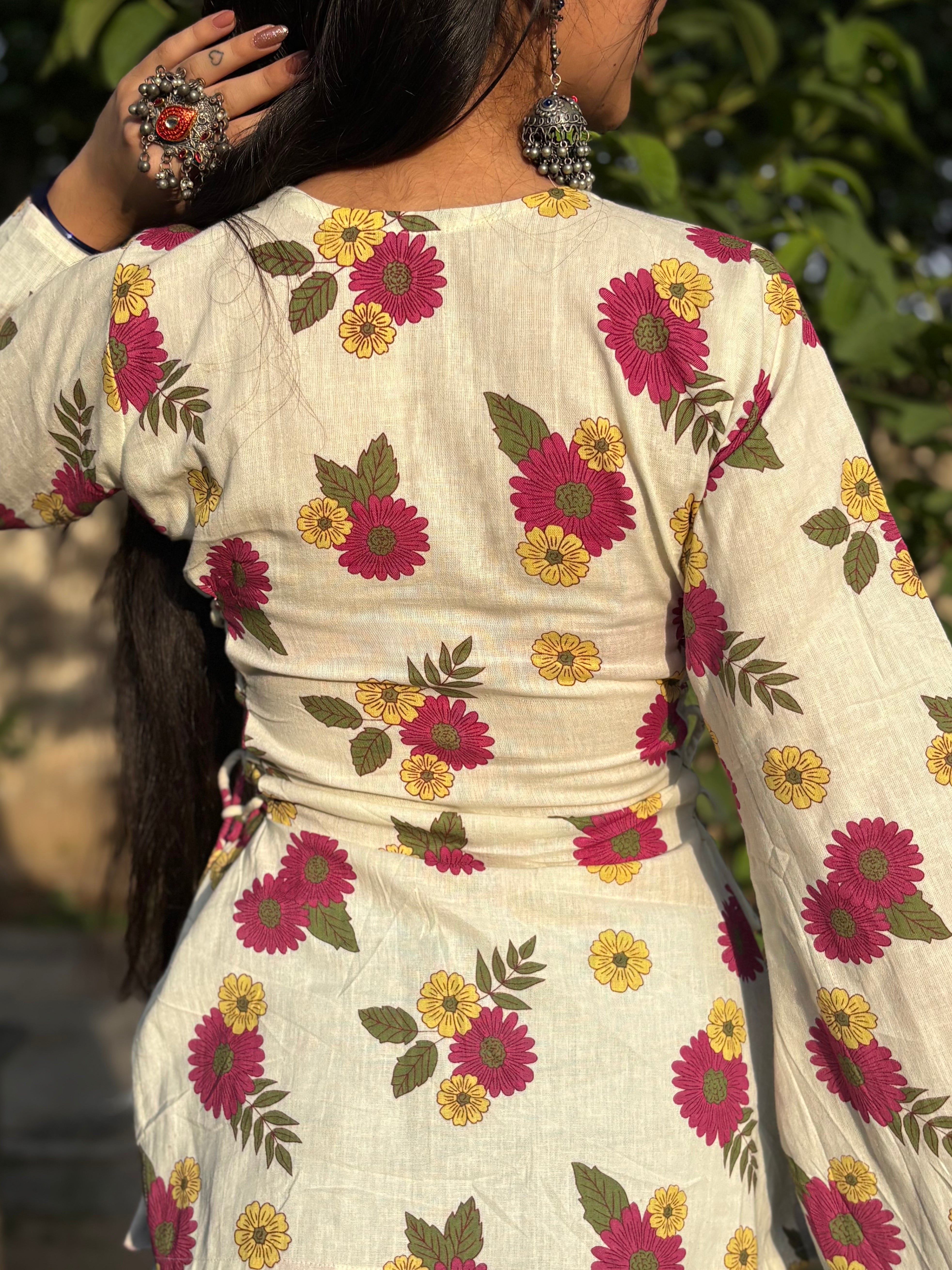 Ayesha Cotton-Linen Floral Kurti
