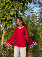 Hridya Corset Back Maroon Rayon Kurti