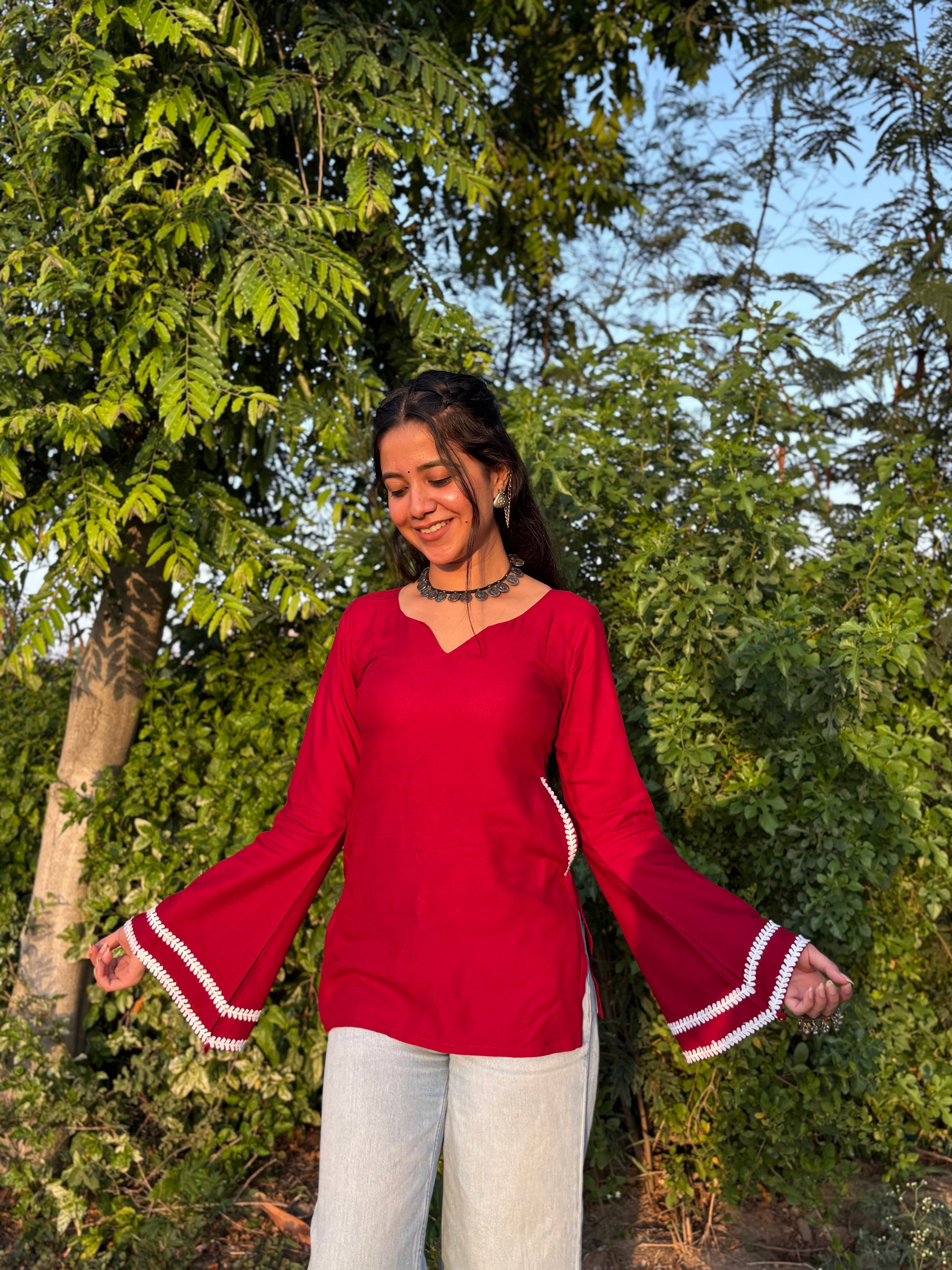 Hridya Corset Back Maroon Rayon Kurti