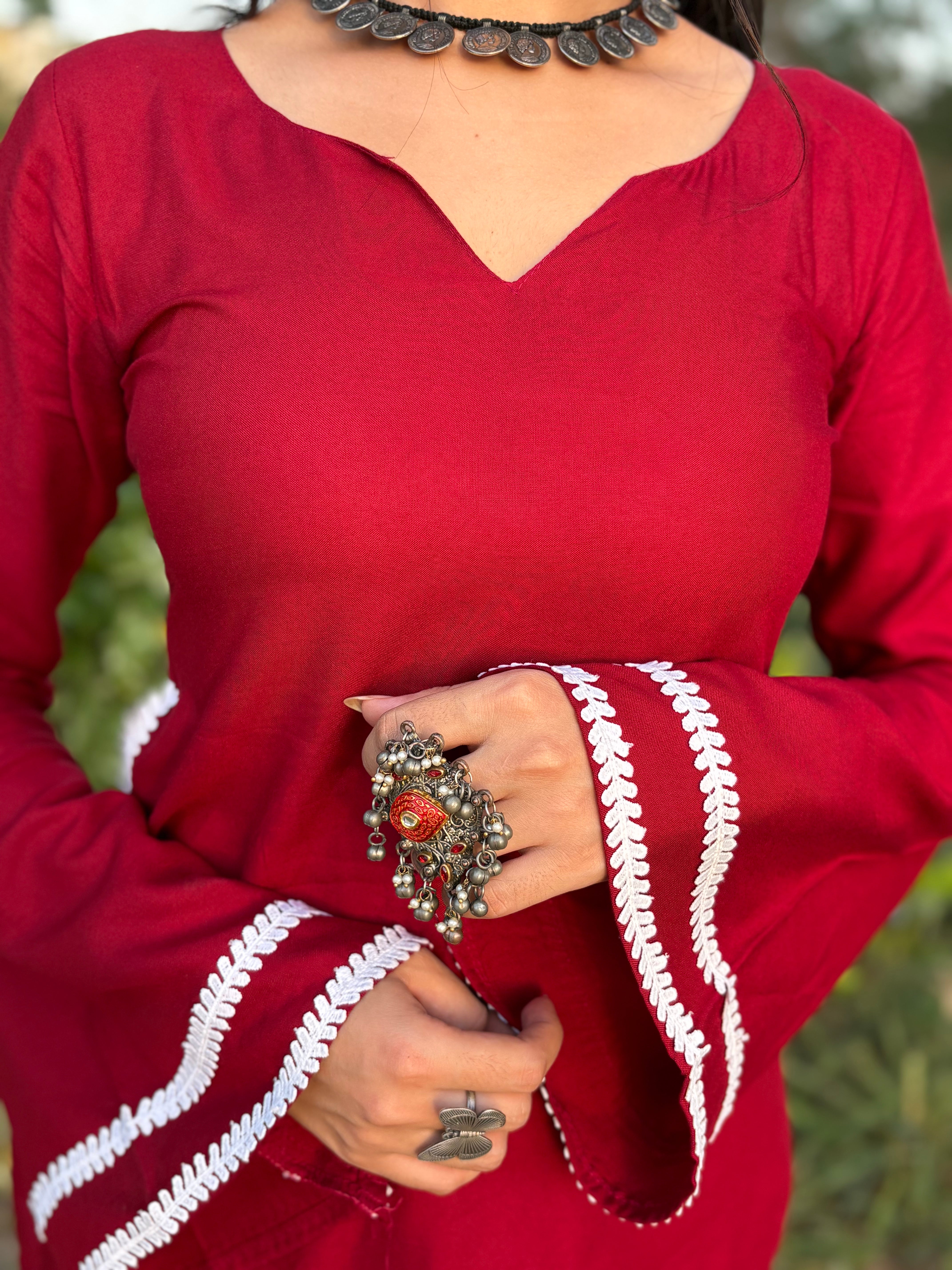 Hridya Corset Back Maroon Rayon Kurti