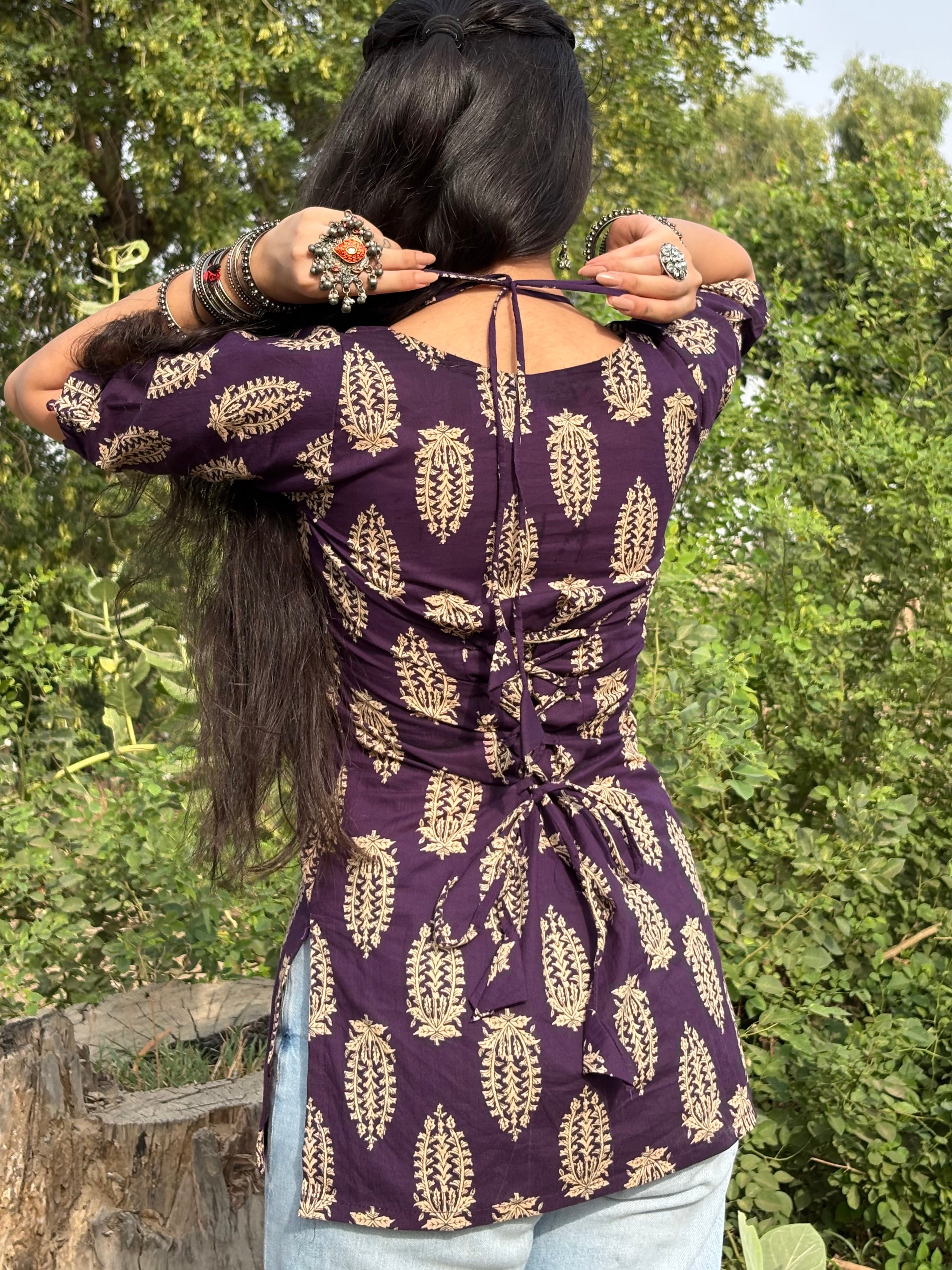 Eira Deep Purple Corset Back Kurti