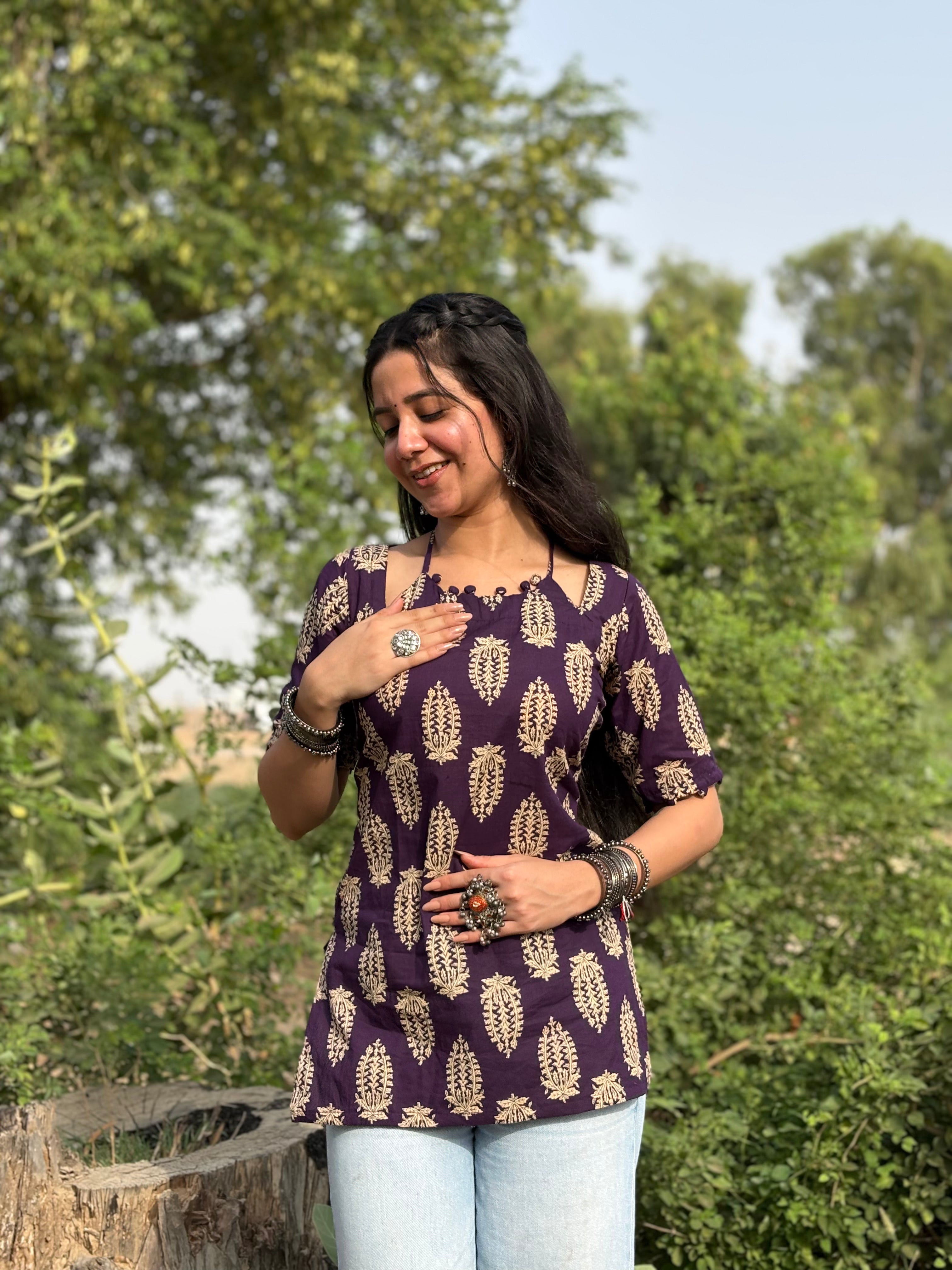 Eira Deep Purple Corset Back Kurti