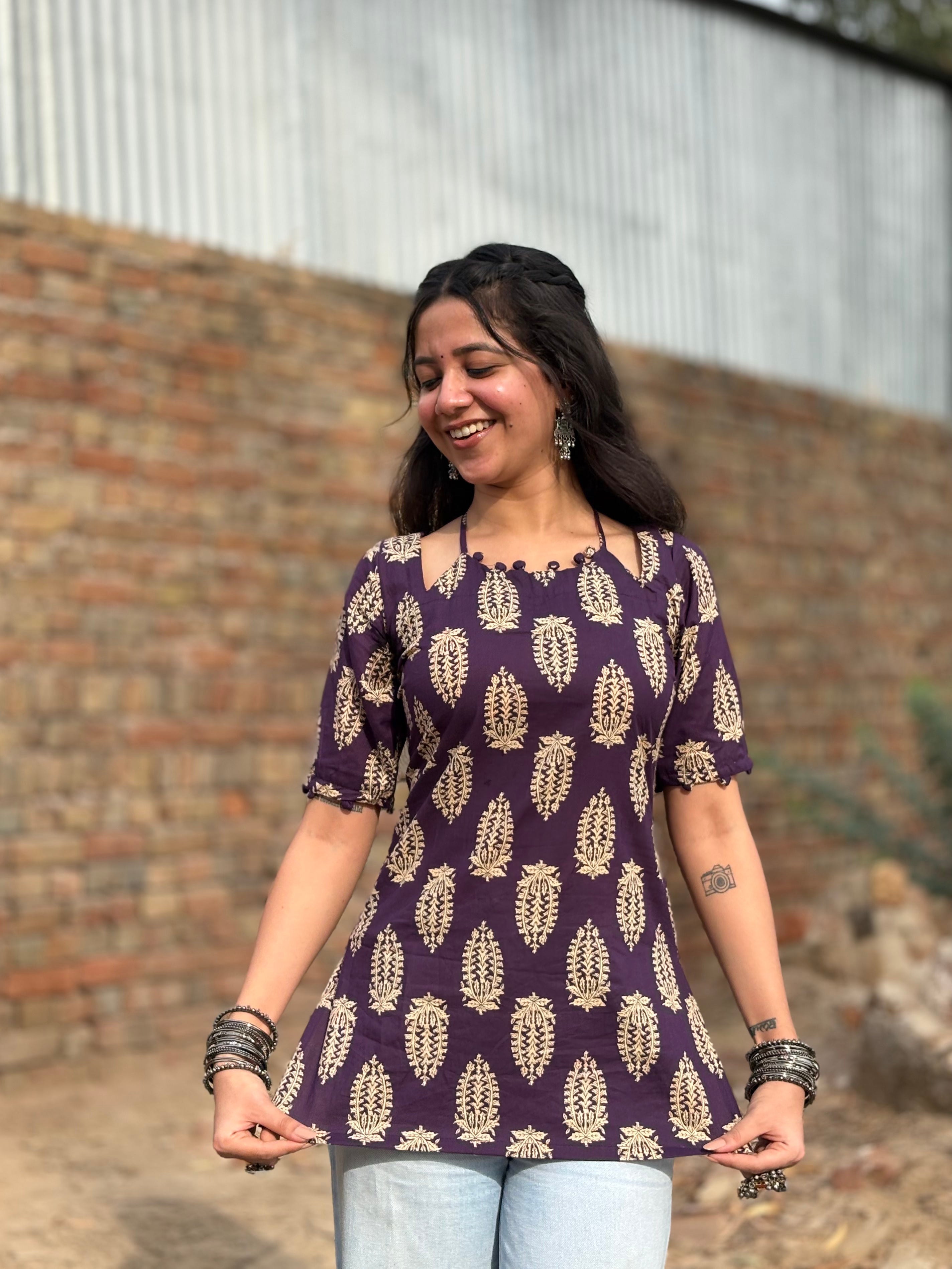 Eira Deep Purple Corset Back Kurti