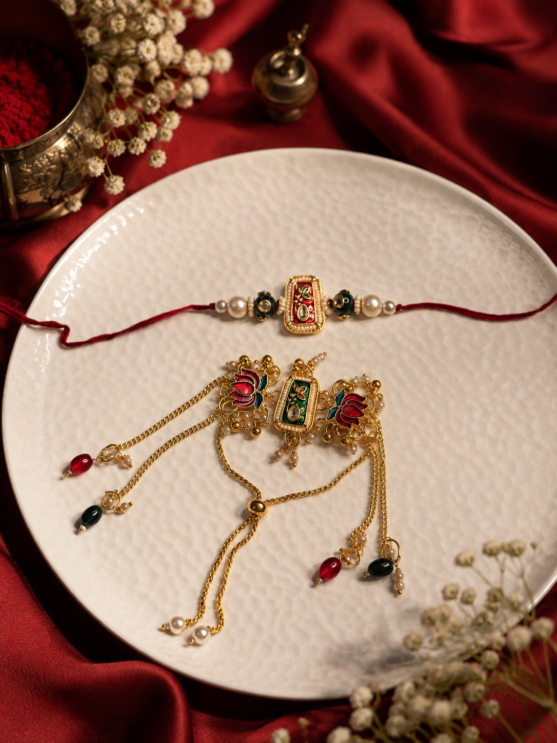 Bhai-Bhabhi Lotus Rakhi Pair