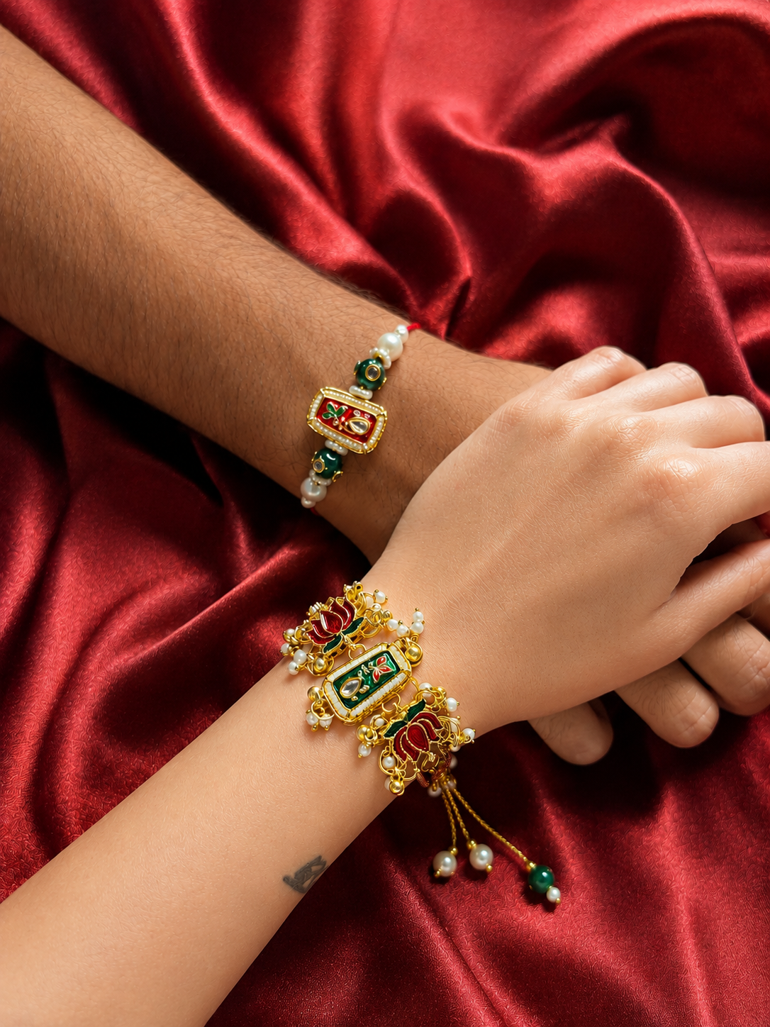 Bhai-Bhabhi Lotus Rakhi Pair