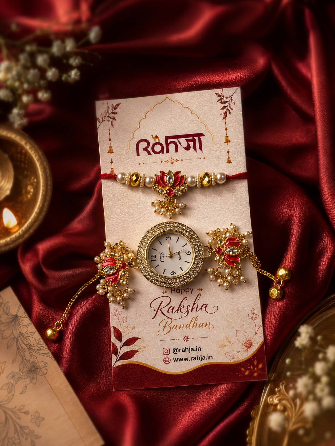 Kashmiri Round Watch Rakhi Set