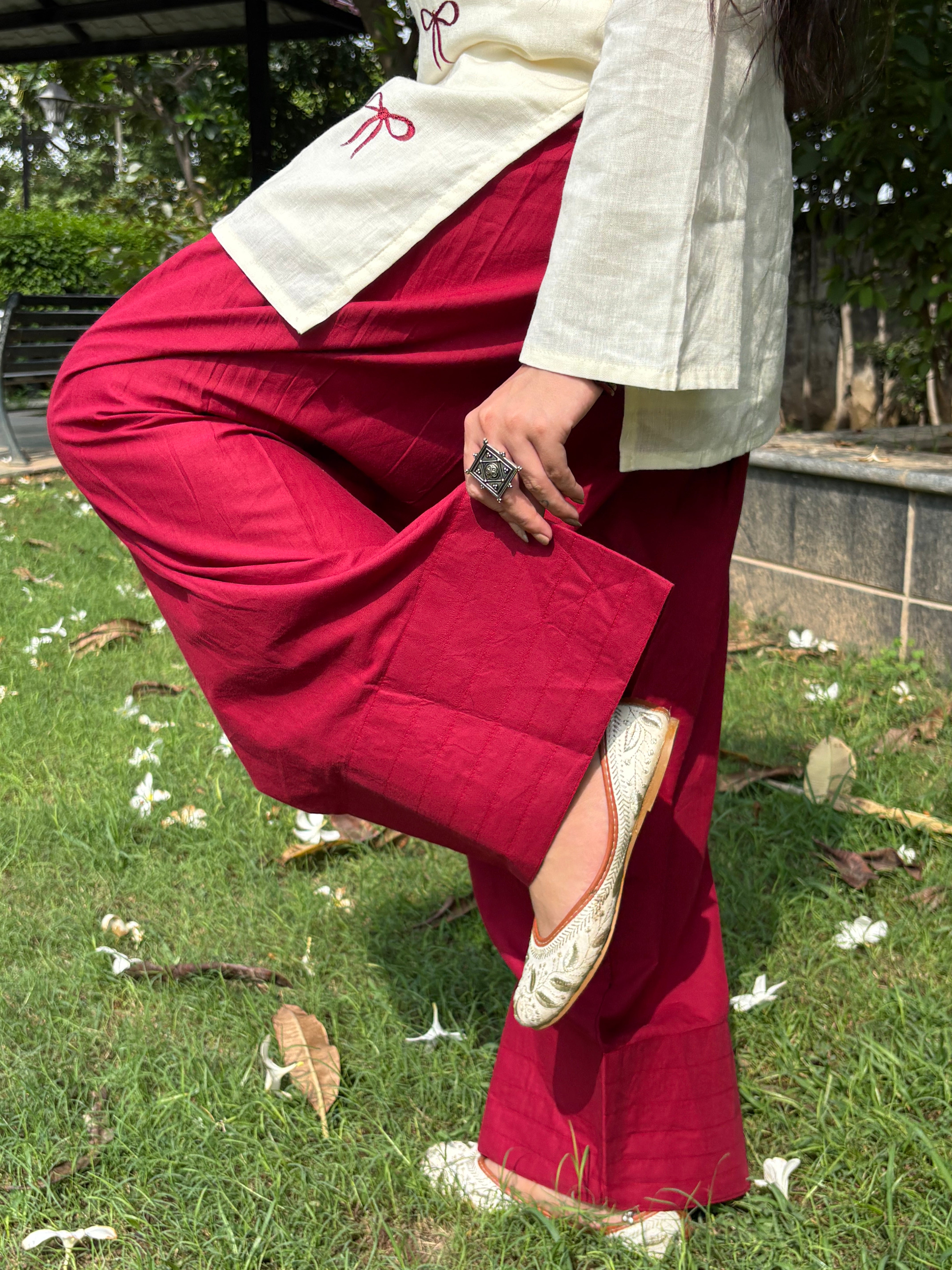 Haseena bow embroidered kurti farshi salwar set