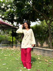 Haseena bow embroidered kurti farshi salwar set