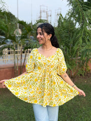 Chameli Floral Peplum Top with Lining