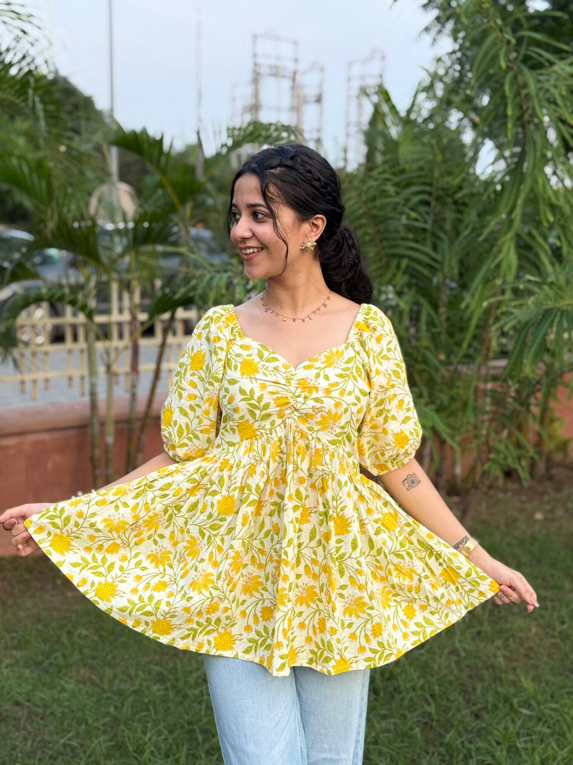 Chameli Floral Peplum Top with Lining