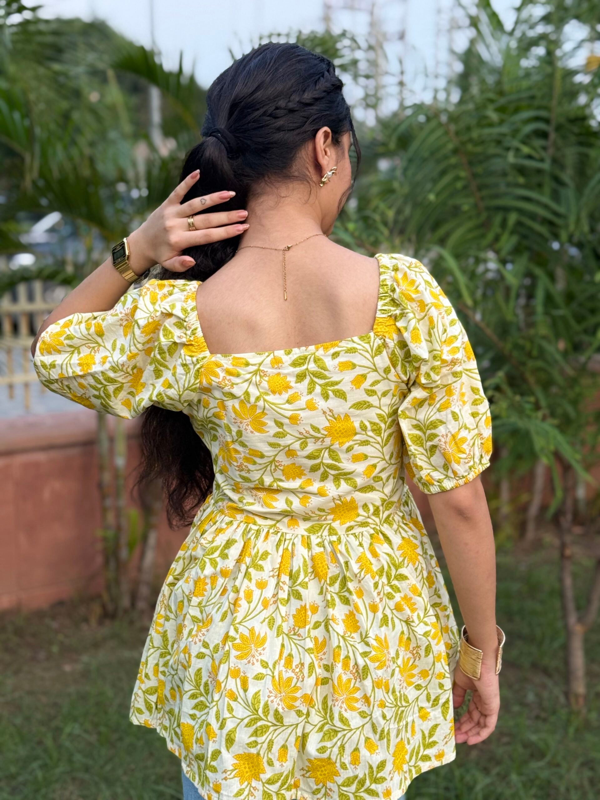 Chameli Floral Peplum Top with Lining