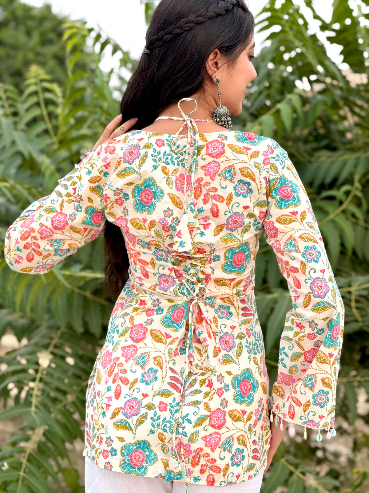 Saheli White designer neck kurti