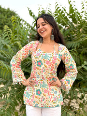 Saheli White designer neck kurti