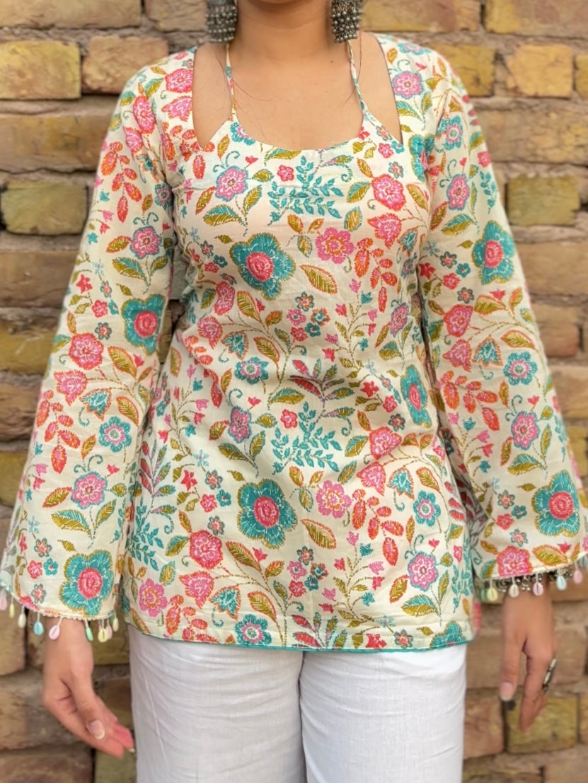Saheli White designer neck kurti