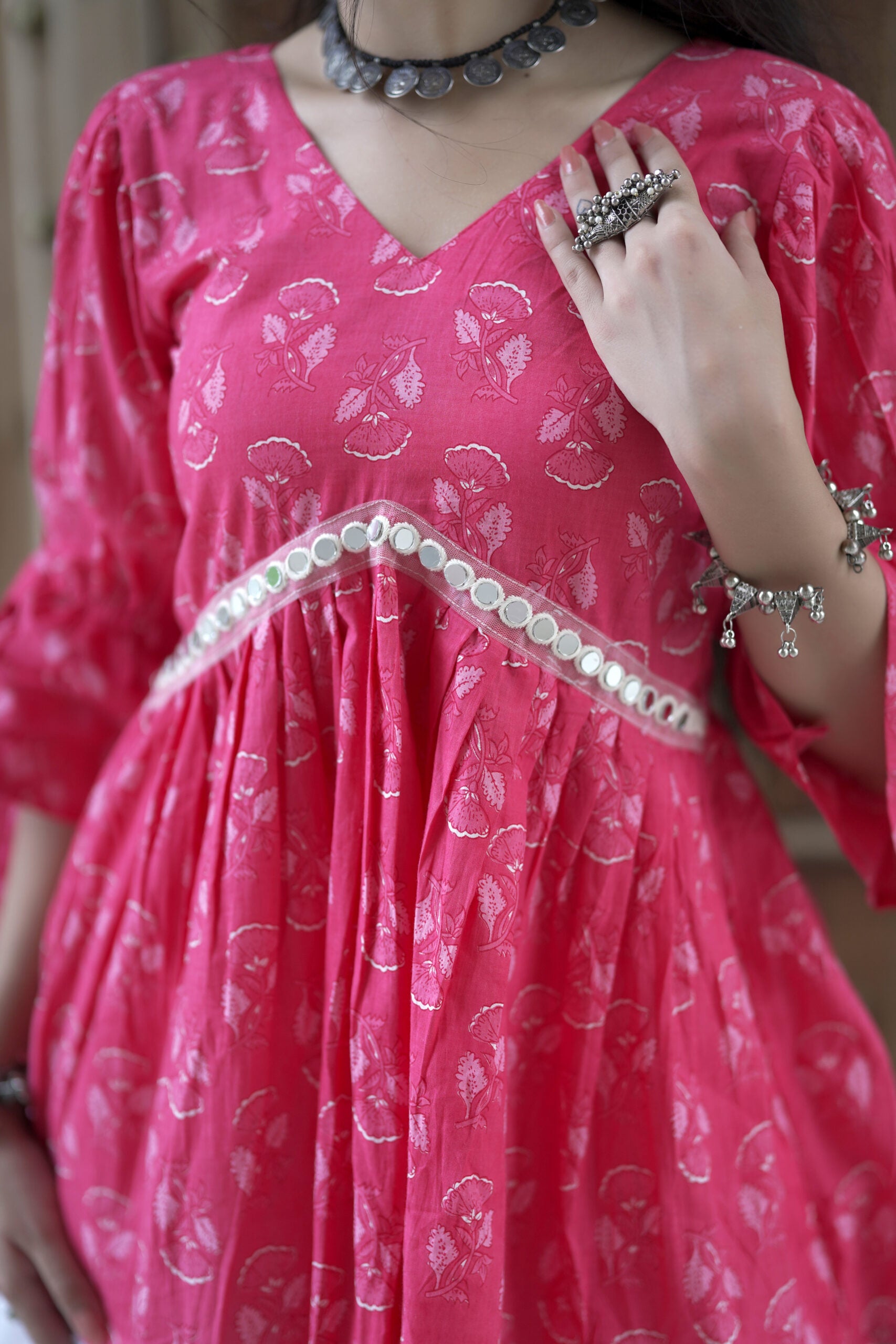 Radha Pink Frock Back Design Kurti