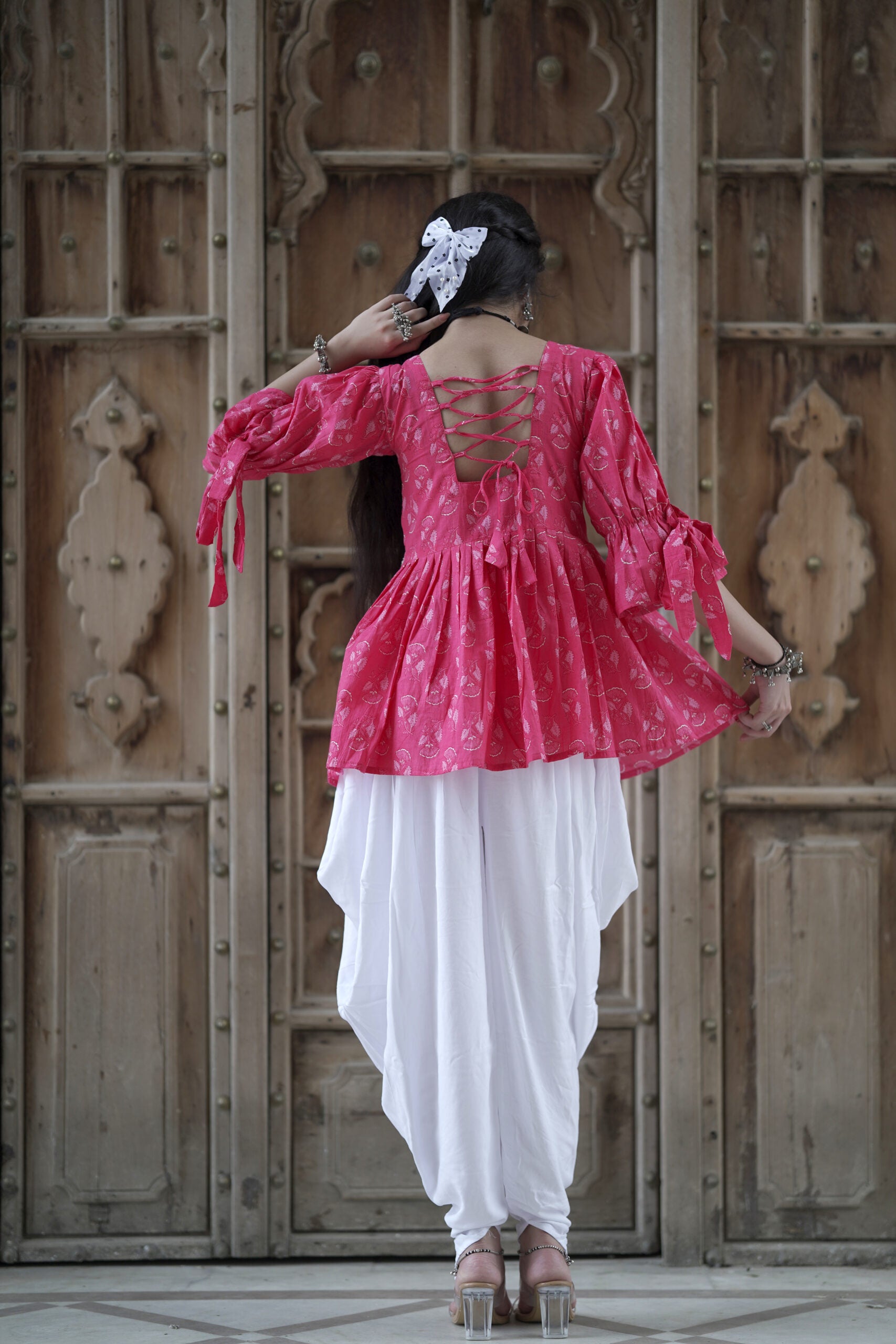 Radha Pink Frock Back Design Kurti