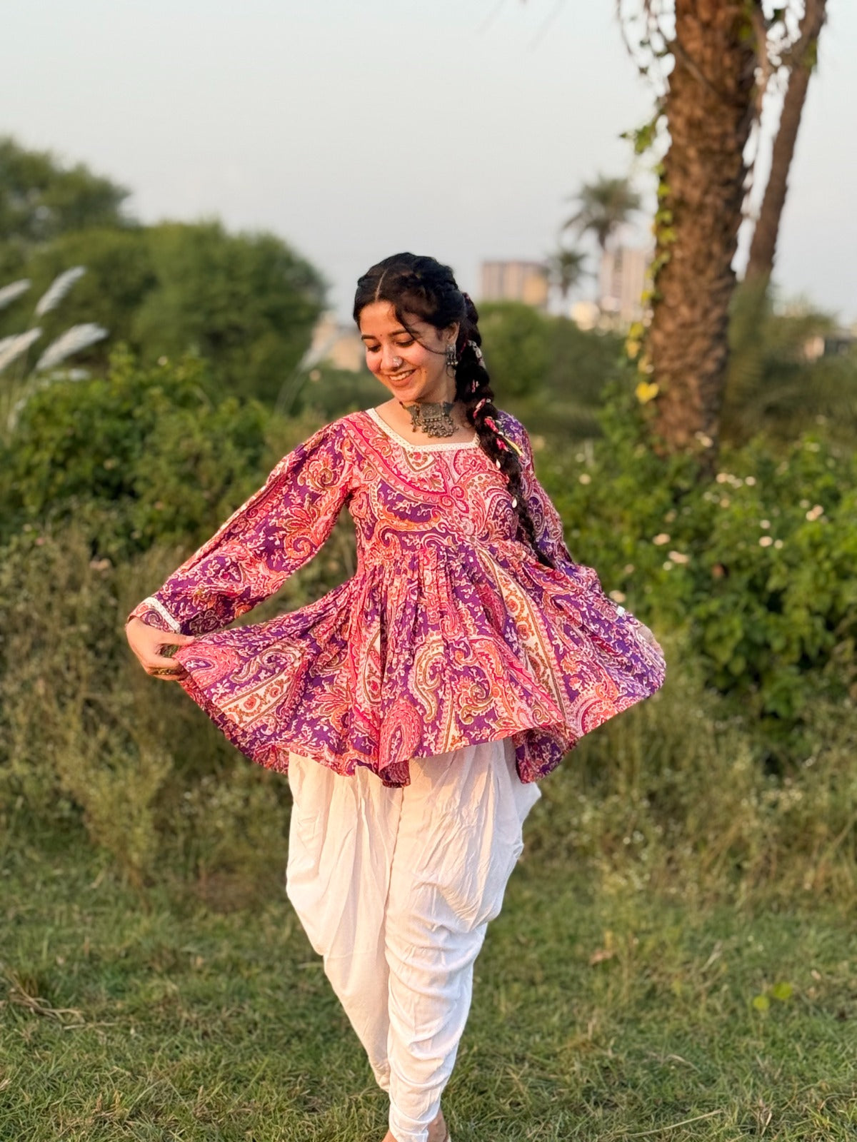 Bhavaani Purple Dhoti-Kurta Set