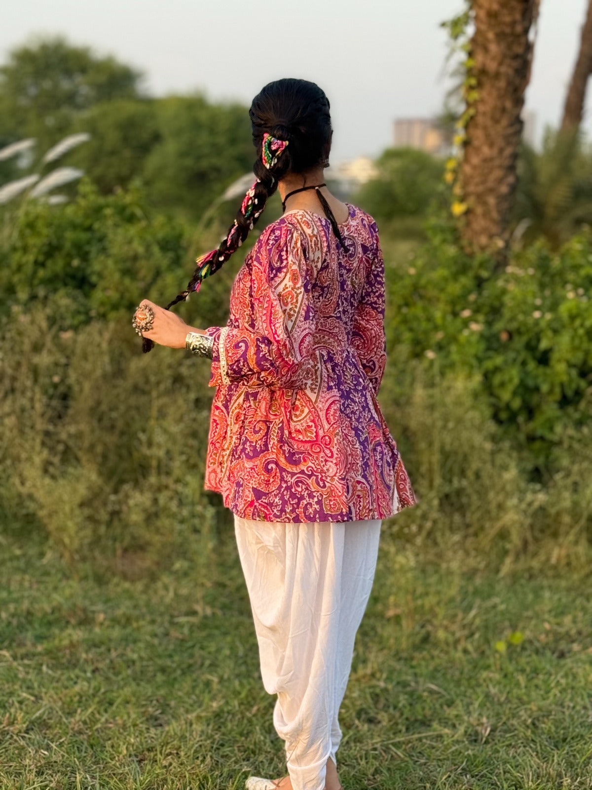 Bhavaani Purple Dhoti-Kurta Set