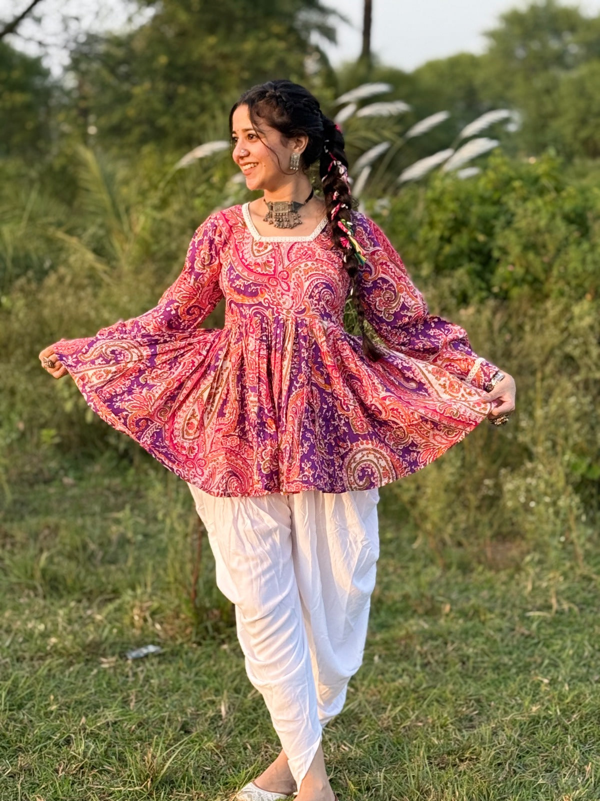 Bhavaani Purple Dhoti-Kurta Set