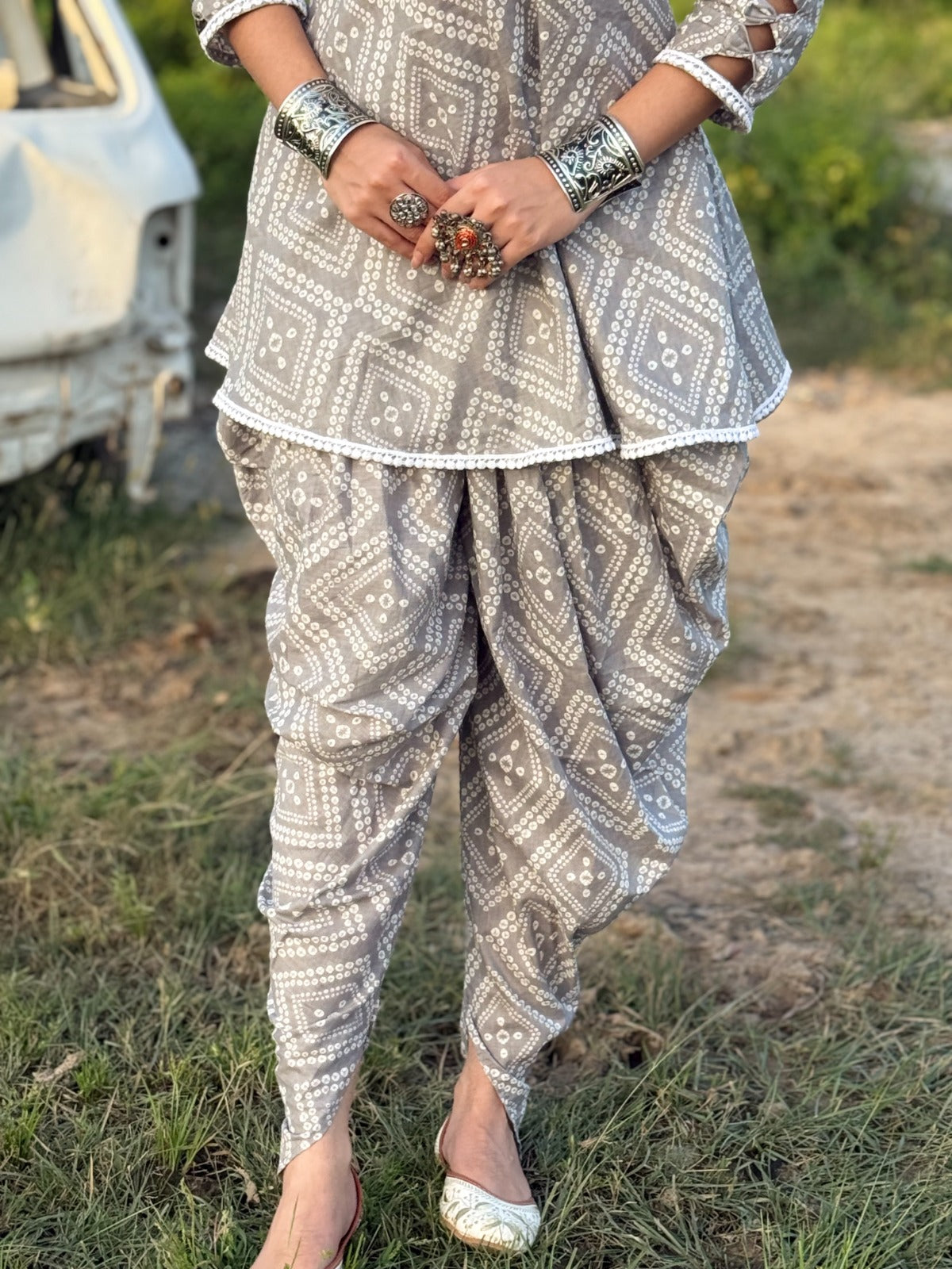 Sadhavi Grey Dhoti-Kurta Set
