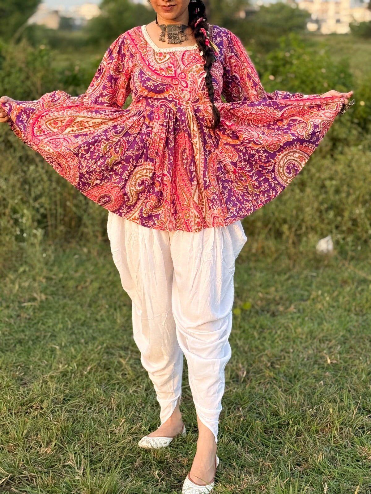 Bhavaani Purple Dhoti-Kurta Set