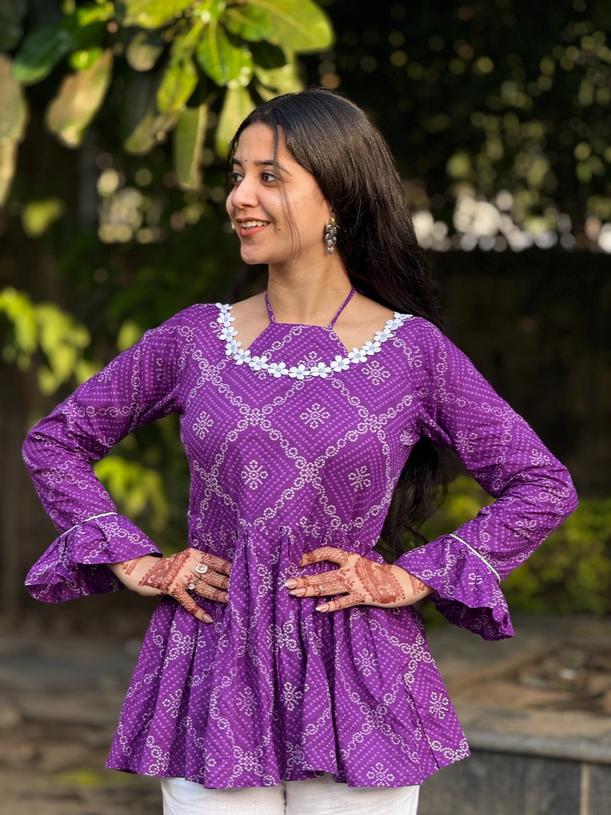 “Madhubala” Purple Halter Neck Kurti