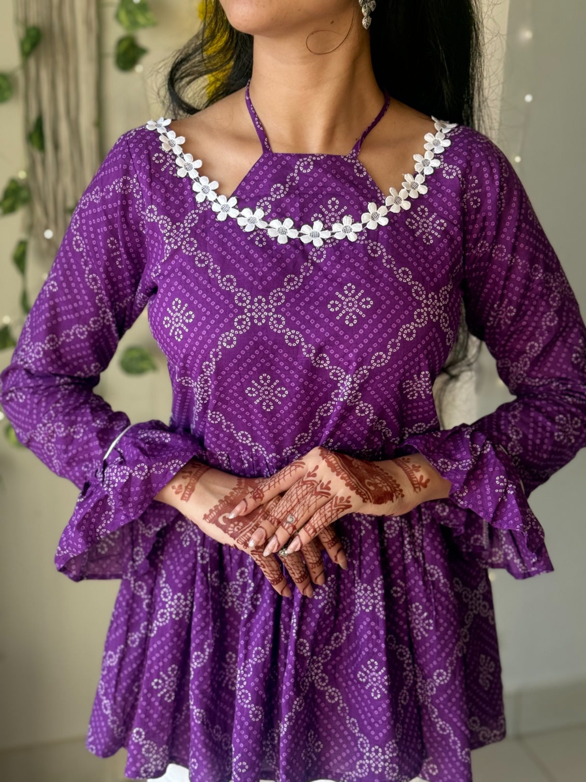 “Madhubala” Purple Halter Neck Kurti