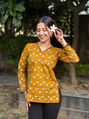 “Deep🪔” Mustard Yellow Short Kurti