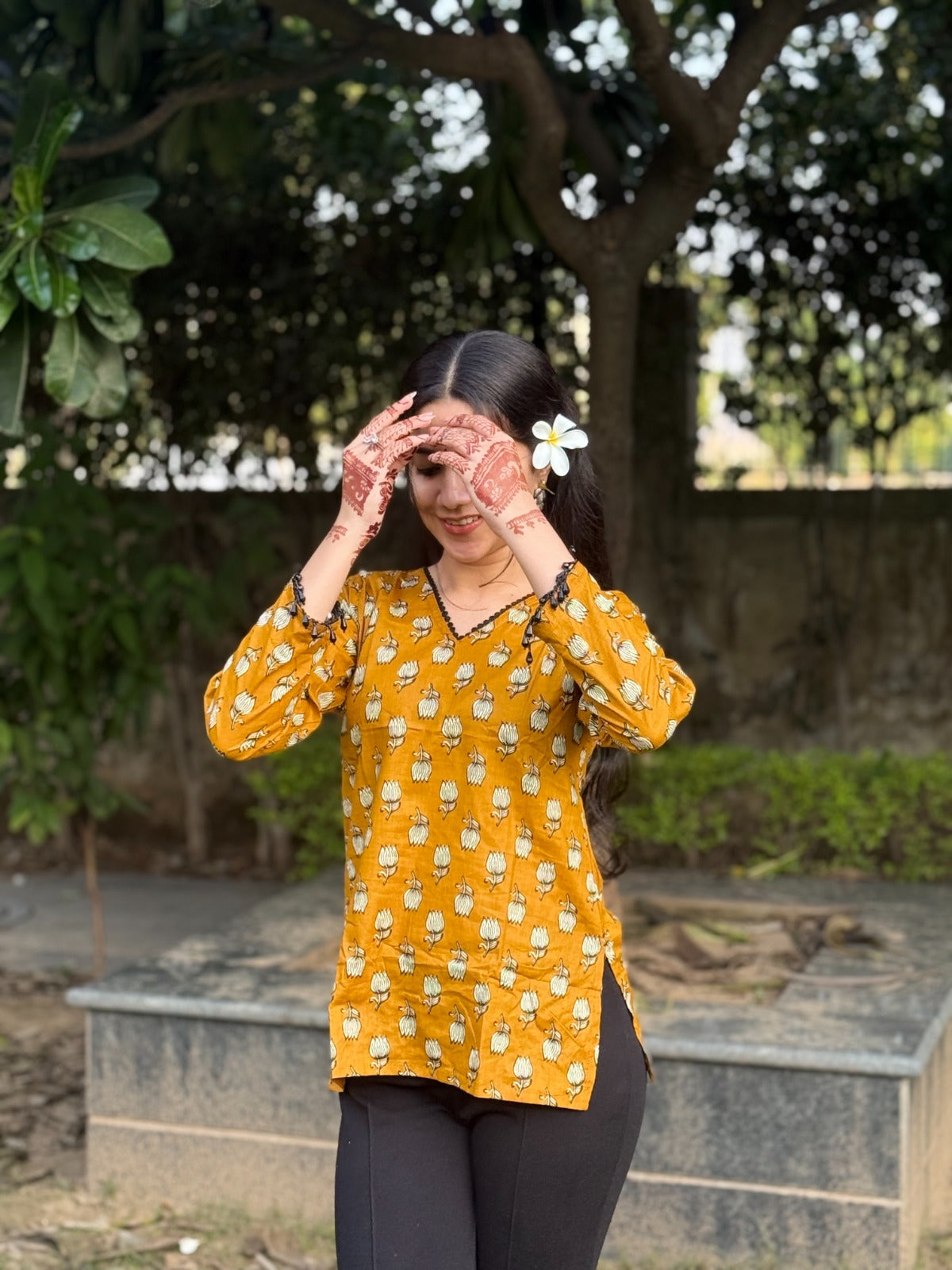 “Deep🪔” Mustard Yellow Short Kurti