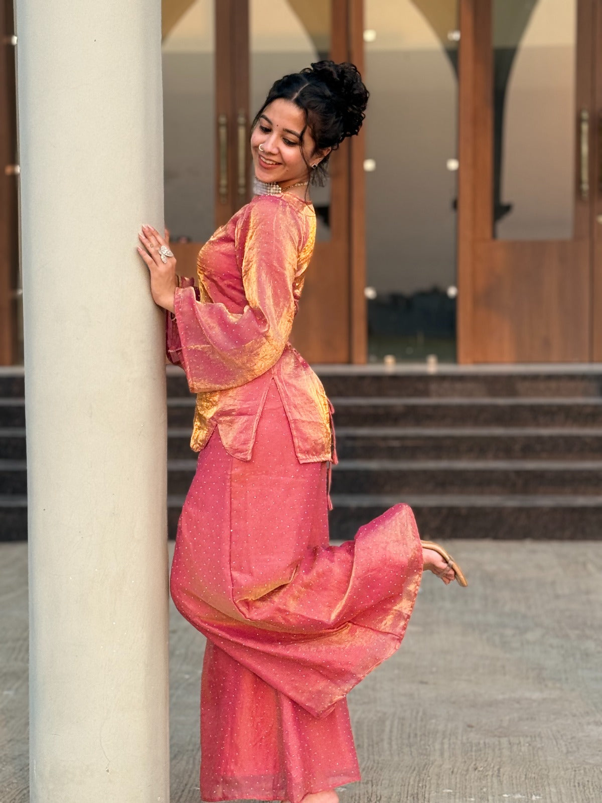 “Zarina” Hem-Cut Kurta & Flared Pants Set