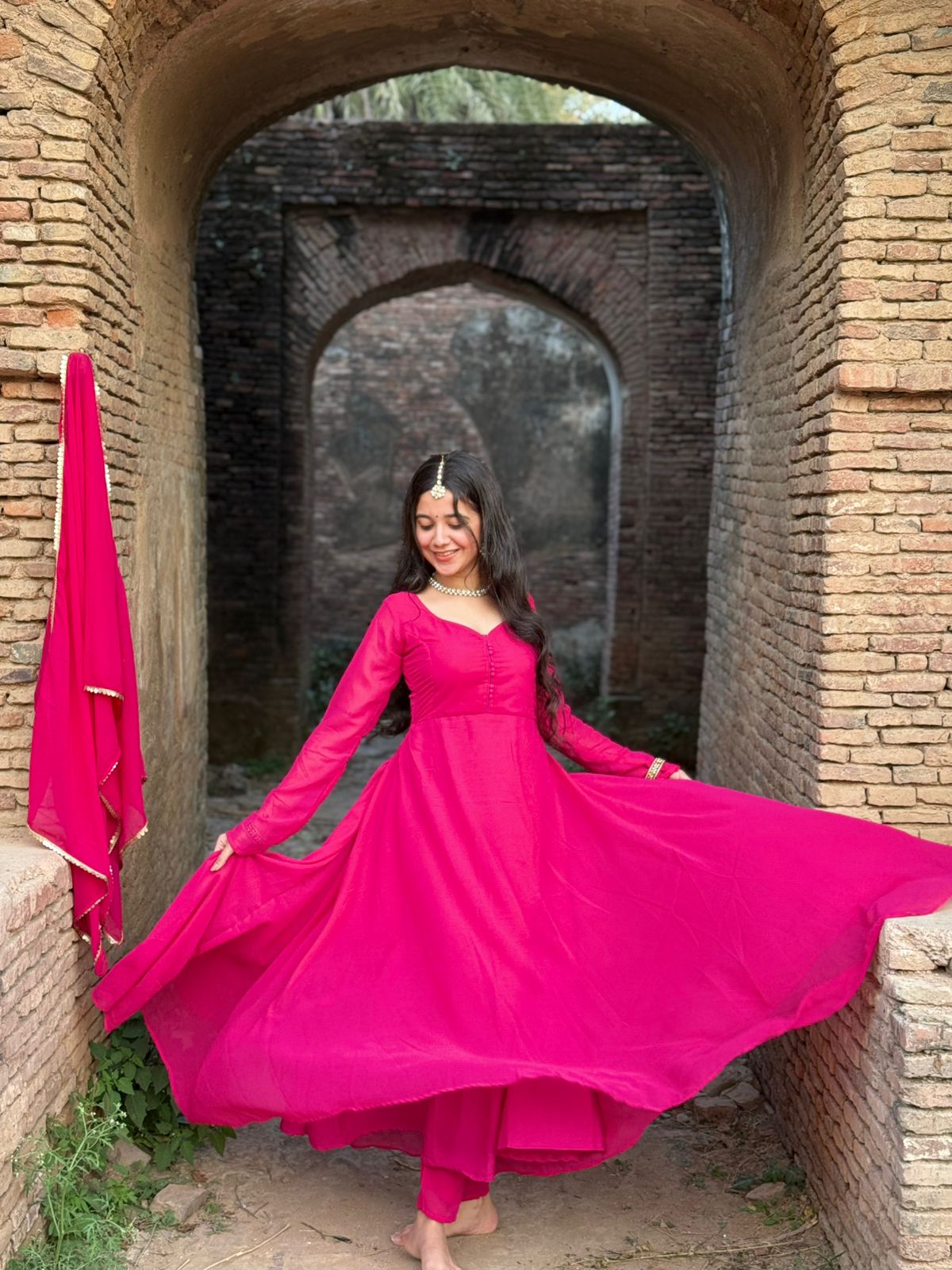 “Begum” Fuchsia Pink Anarkali Suit set