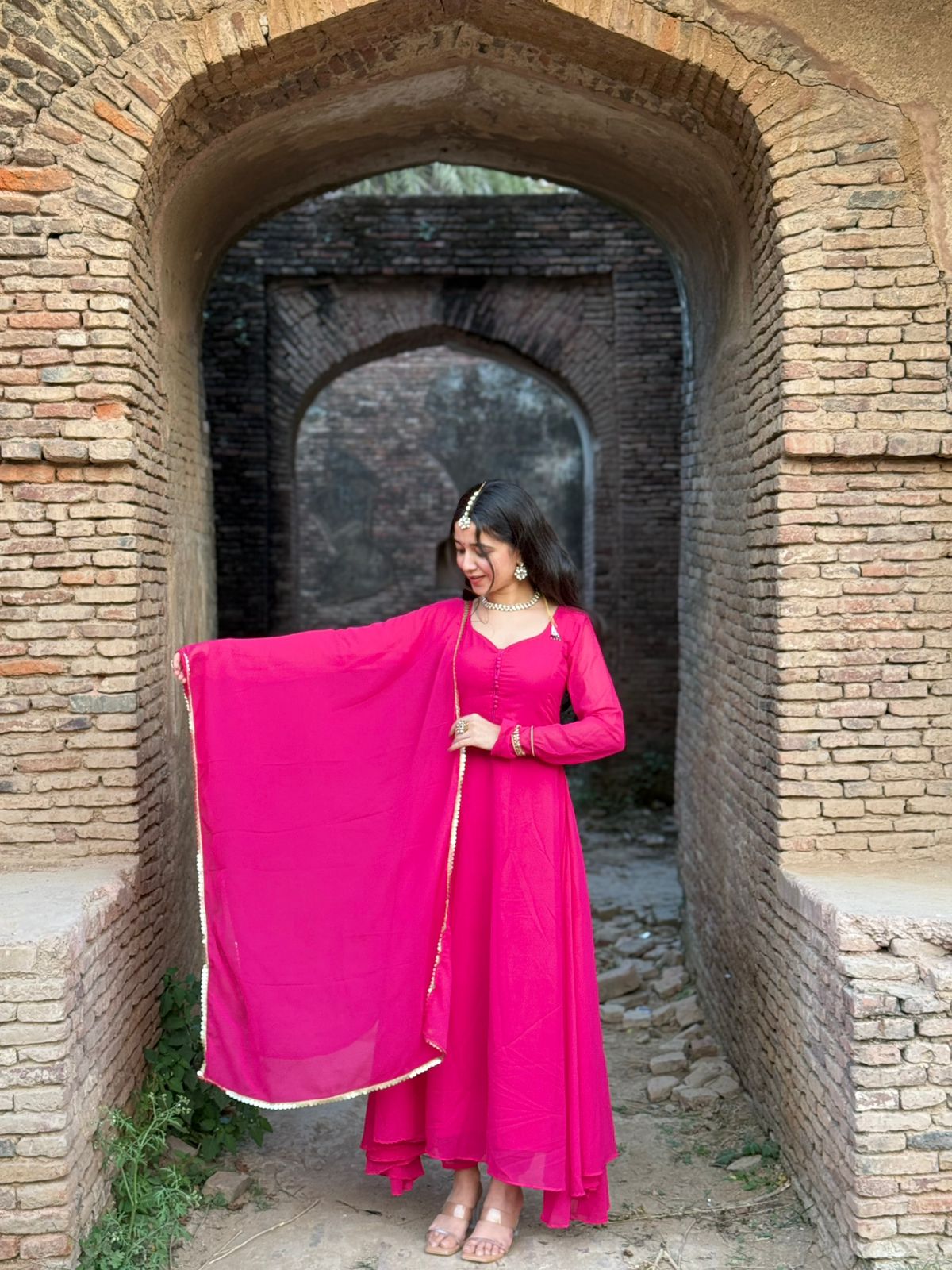 “Begum” Fuchsia Pink Anarkali Suit set