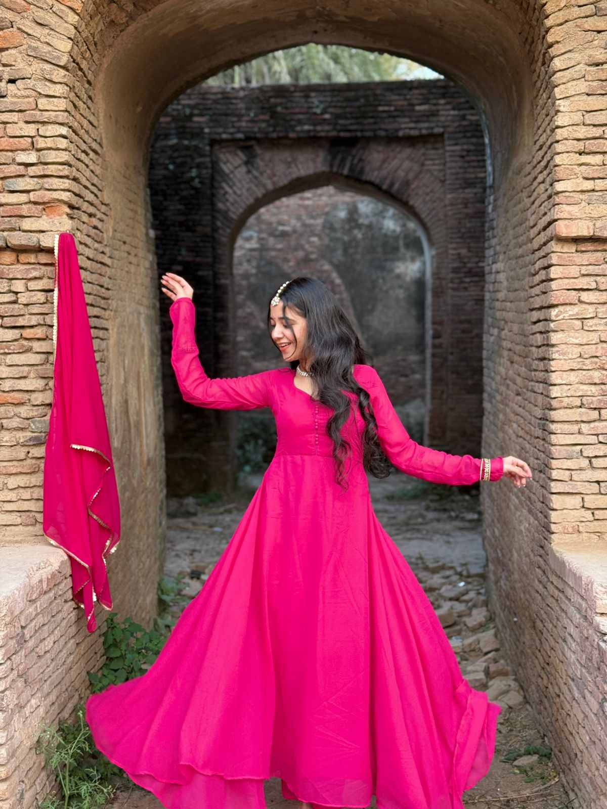 “Begum” Fuchsia Pink Anarkali Suit set