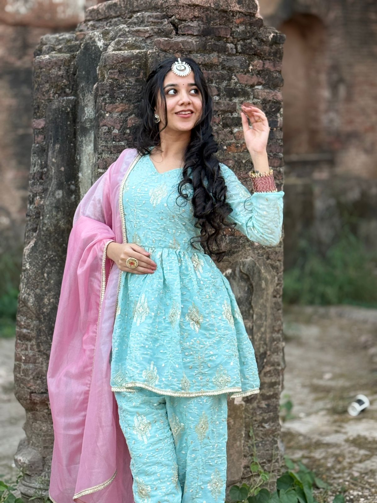 “Feroza” Aqua blue Suit