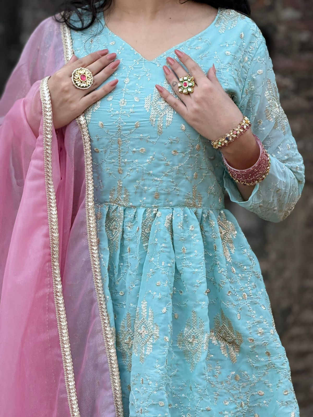 “Feroza” Aqua blue Suit