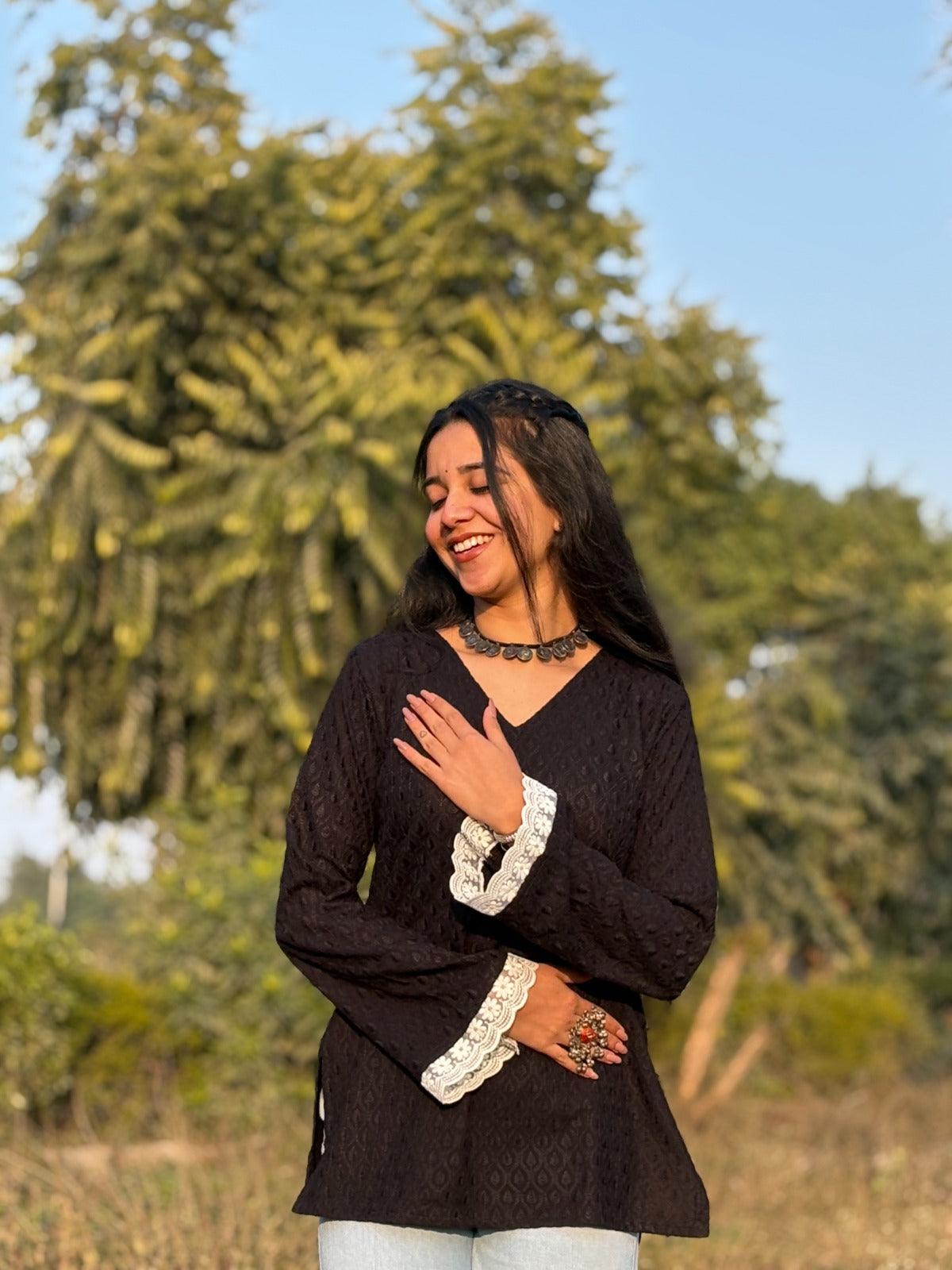 Jeet Black Chikankari Kurti