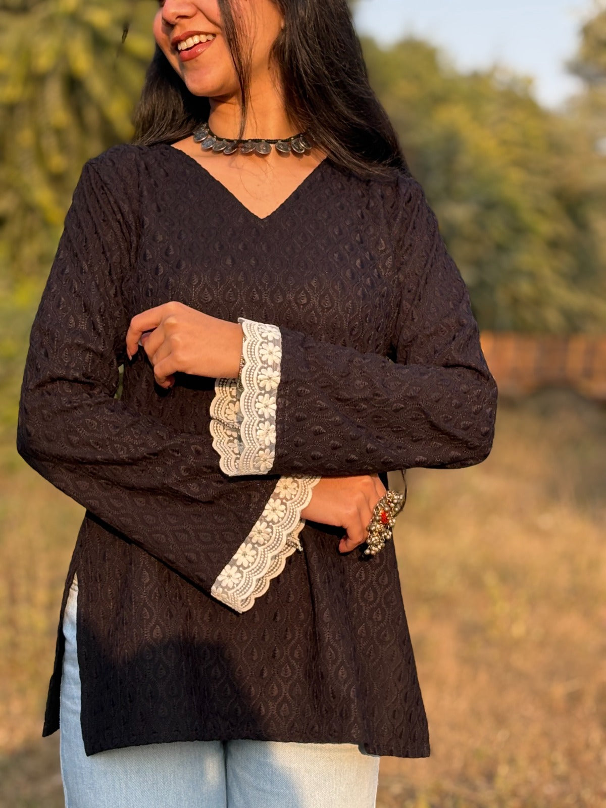 Jeet Black Chikankari Kurti