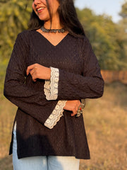 Jeet Black Chikankari Kurti