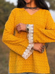 Jeet Mustard Yellow Chikankari Kurti