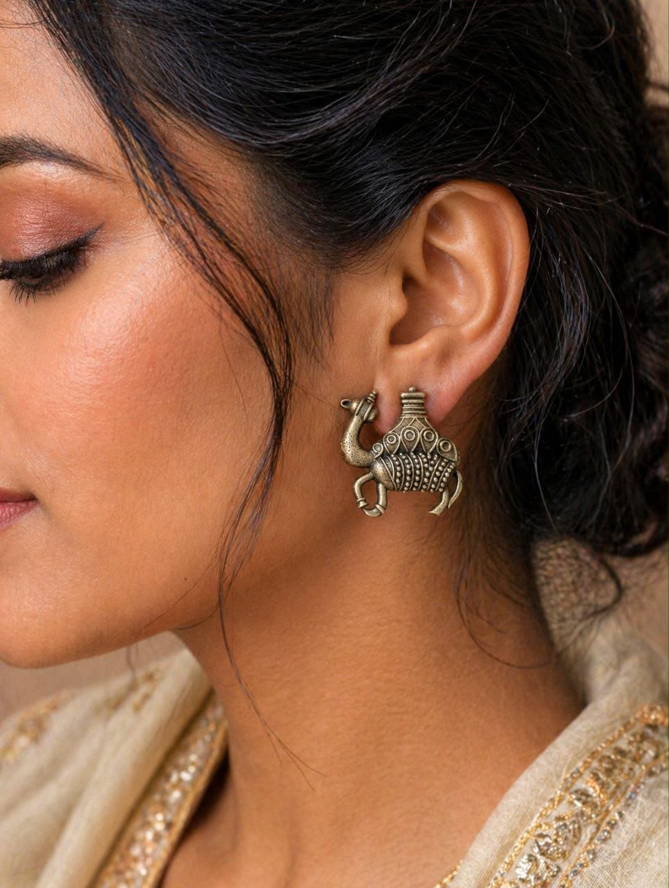 Silver Camel Premium Brass Metal Earrings