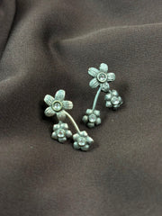 Silver Flower Studs White