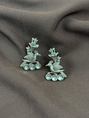 Silver Bird Earrings with Stone