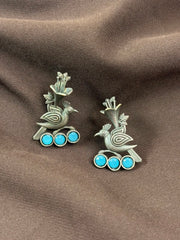 Silver Bird Earrings With Stone
