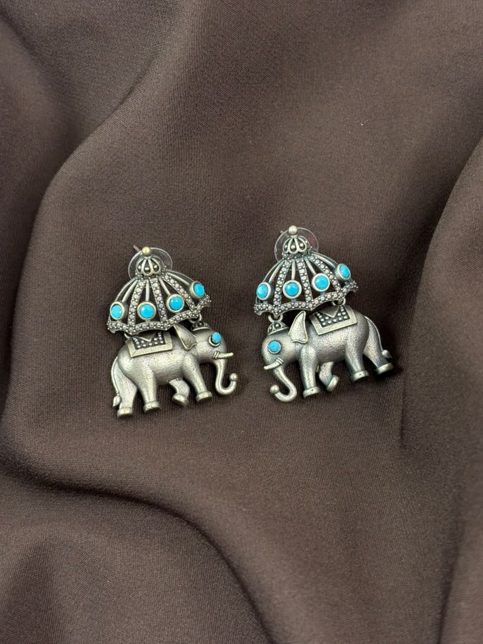 Vintage Elephant Premium Earrings Aqua